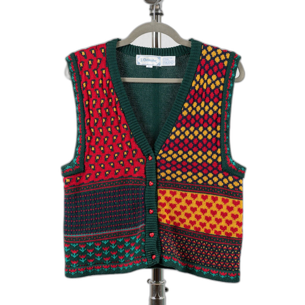Vintage J. Christopher multicolored sweater vest size L